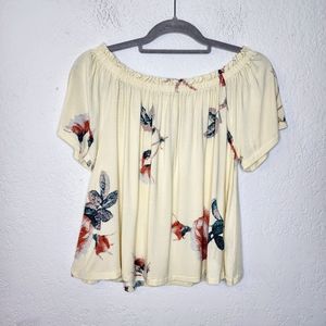 Aritzia Wilfred Sartre Off the Shoulder Blouse Sz Medium Flowy, Floral Print Top